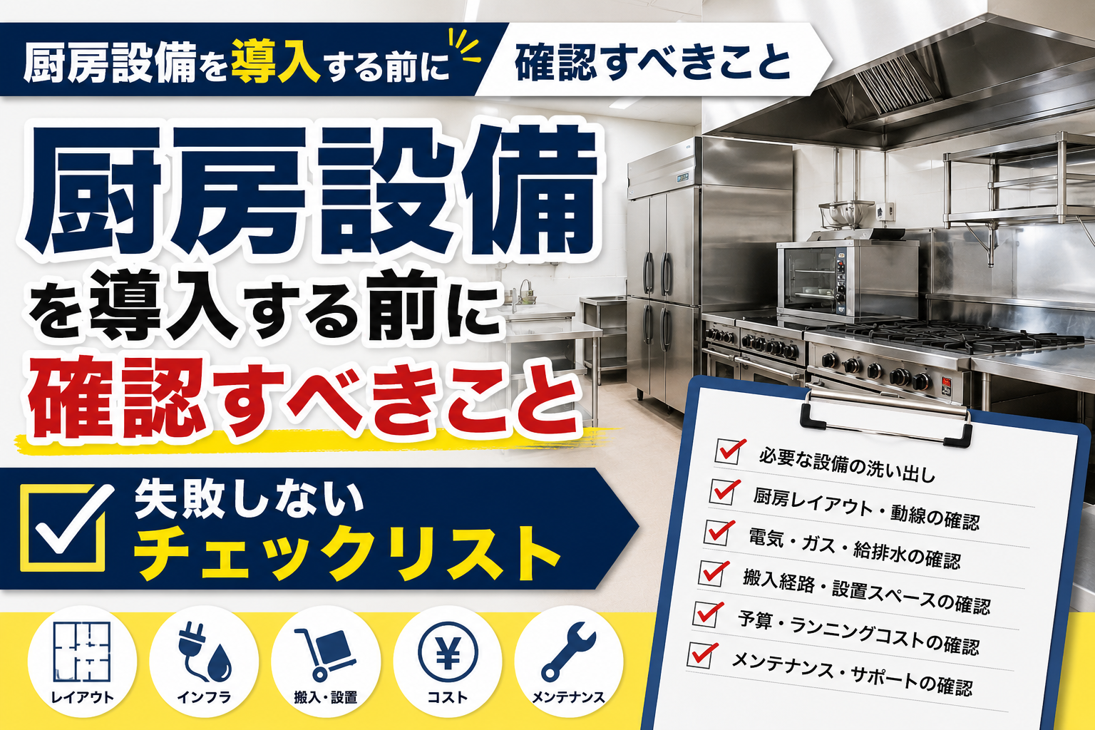 厨房設備のレイアウトで失敗しないために｜作業動線と機器配置の考え方